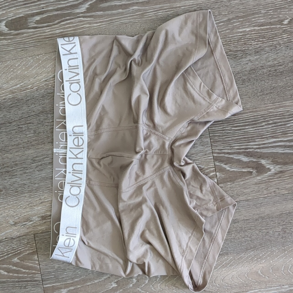 Calvin Klein Underwear Beige Boxer Briefs with White Logo Waistband
